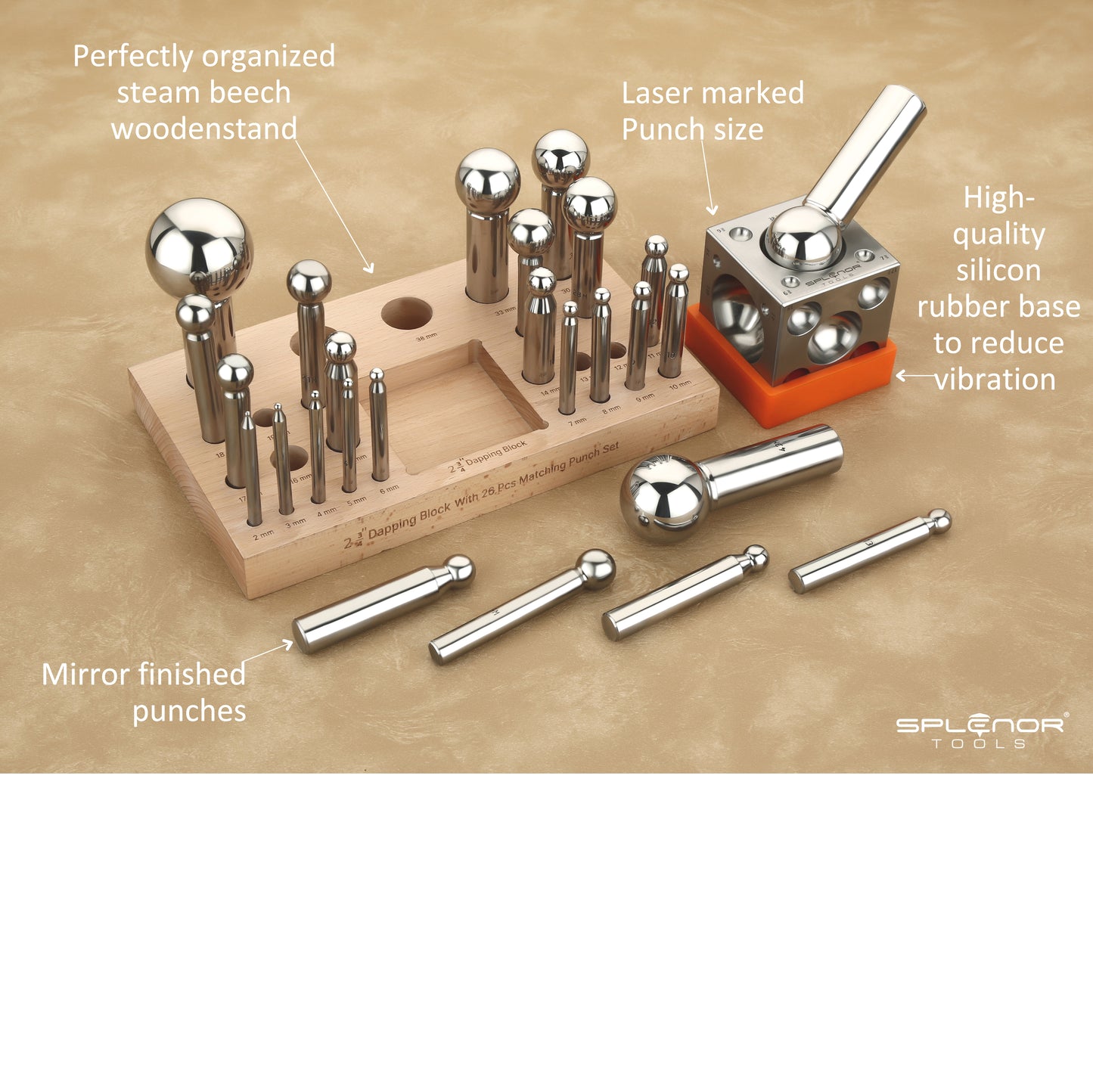 2.75" Dapping block & 26 punch set